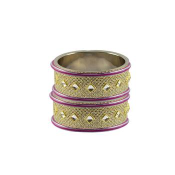 Golden Stone Stud Brass Bangle 2