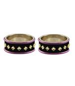 Black Stone Stud Brass Bangle