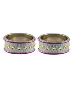 White Stone Stud Brass Bangle