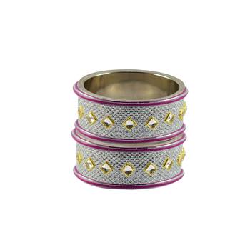 White Stone Stud Brass Bangle 2