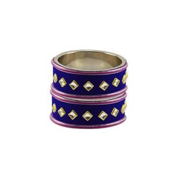 Blue Stone Stud Brass Bangle 2
