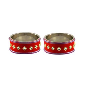 Red Stone Stud Brass Bangle 1