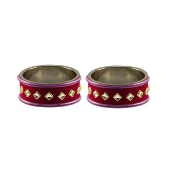 pink Stone Stud Brass Bangle 1