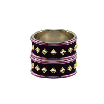 Black Stone Stud Brass Bangle 2