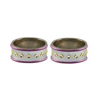 White Stone Stud Brass Bangle 1