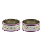 White Stone Stud Brass Bangle