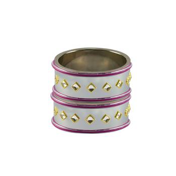 White Stone Stud Brass Bangle 2