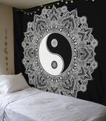 Tapestry Balck & White Color with Yin Yang Print Wall Hanging (84 x 90 Inch)