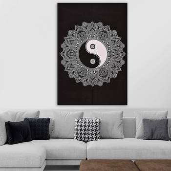 Tapestry Balck & White Color with Yin Yang Print Wall Hanging (84 x 90 Inch) 2