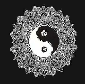 Tapestry Balck & White Color with Yin Yang Print Wall Hanging (84 x 90 Inch) 3