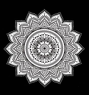 Tapestry Balck & White Color with Rangoli Lotus Flower Print Wall Hanging (84 x 90 Inch) 4