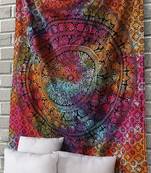 Tapestry Tie Dye Round Shape Rangoli Print Wall Hanging  (84 x 90 Inch)