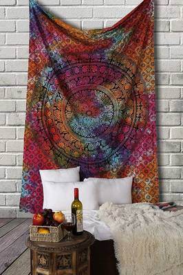 Tapestry Tie Dye Round Shape Rangoli Print Wall Hanging  (84 x 90 Inch) 2
