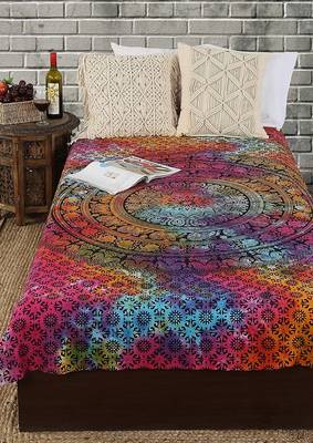 Tapestry Tie Dye Round Shape Rangoli Print Wall Hanging  (84 x 90 Inch) 3