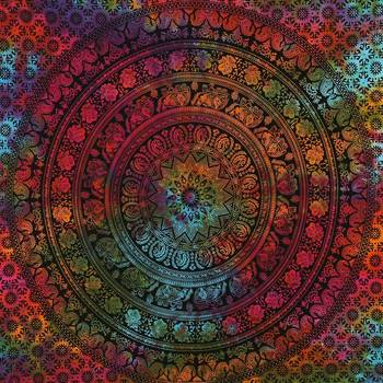Tapestry Tie Dye Round Shape Rangoli Print Wall Hanging  (84 x 90 Inch) 4