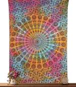 Tapestry Tie Dye Peacock Design Mandala Print Wall Hanging  (84 x 90 Inch)