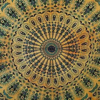 Tapestry Tie Dye Dusty Color Peacock Design Mandala Print Wall Hanging  (84 x 90 Inch) 3