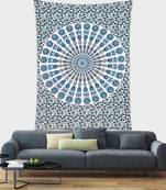 Tapestry Mandala Blue Color Peacock Design Wall Hanging  (84 x 90 Inch)