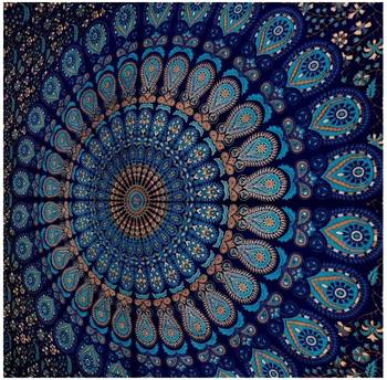 Tapestry Mandala Peacock Design With Blue Color Wall Hanging  (84 x 90 Inch) 3