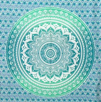 Tapestry Round Shape Green Color Rangoli Print Wall Hanging (84 x 90 Inch) 4