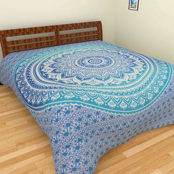 Tapestry Round Shape Blue Color Rangoli Print Wall Hanging (84 x 90 Inch) 4