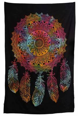 Tapestry Tie Dye Leaf With Multi Color Rangoli Print Wall Hanging  (84 x 90 Inch) 3