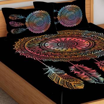 Tapestry Tie Dye Leaf With Multi Color Rangoli Print Wall Hanging  (84 x 90 Inch) 4