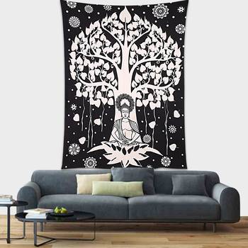 Tapestry Tree Pattern with Bodha Print Wall Hanging (84 x 90 Inch) 1