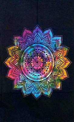 Tapestry Tie Dye Balck with Multi Color Rangoli Print Wall Hanging (84 x 90 Inch) 3