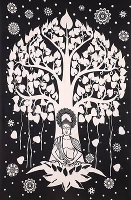 Tapestry Tree Pattern with Bodha Print Wall Hanging (84 x 90 Inch) 2