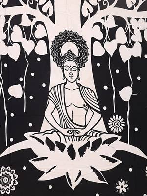 Tapestry Tree Pattern with Bodha Print Wall Hanging (84 x 90 Inch) 3