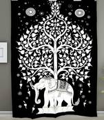 Tapestry Balck & White Color with Elephant Tree Print Wall Hanging (84 x 90 Inch)