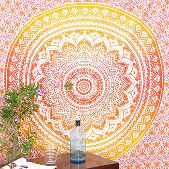Tapestry Round Shape Pink Color Rangoli Print Wall Hanging (84 x 90 Inch) 5