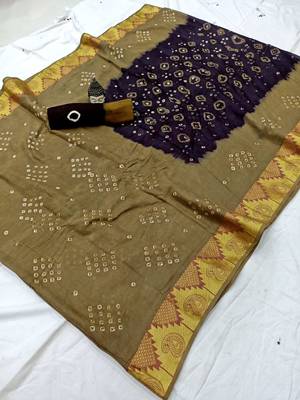 Olive printed cotton saree with blouse 1