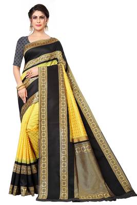 Yelllow Colour Soft Silk Saree With Bouse 1