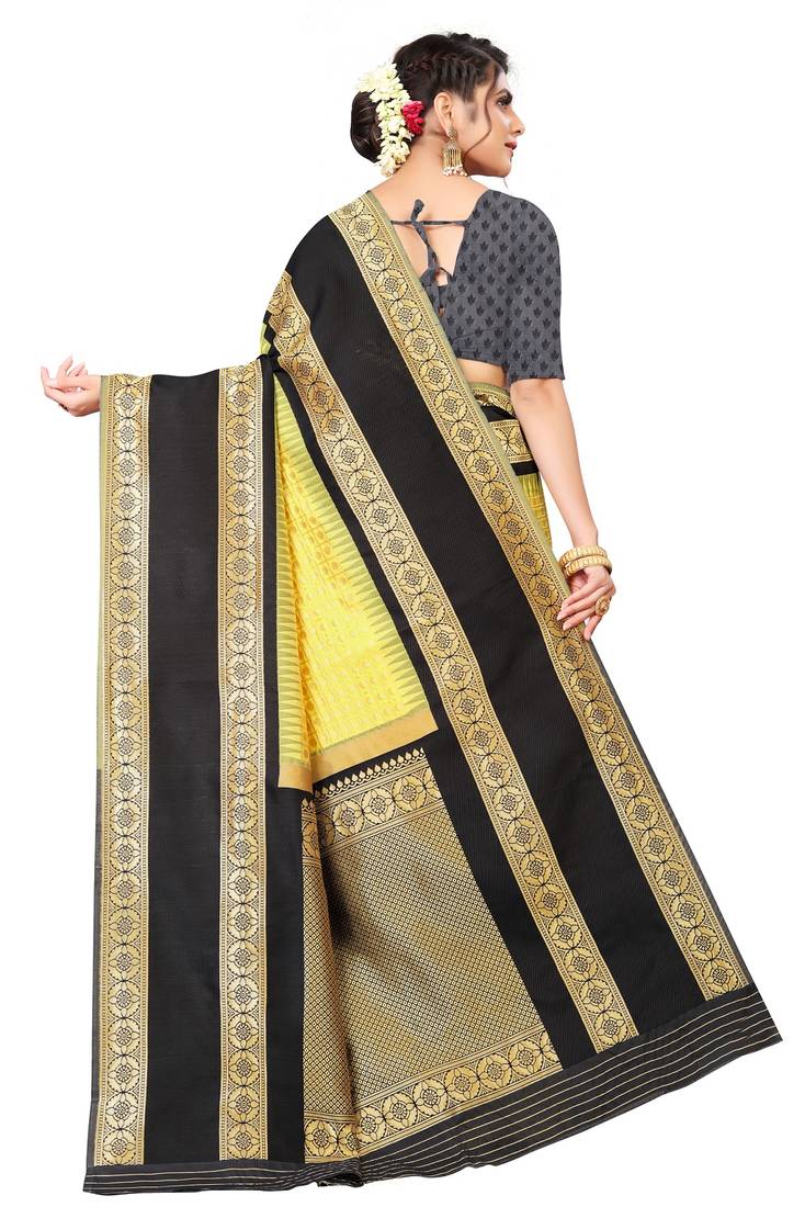 Yelllow Colour Soft Silk Saree With Bouse