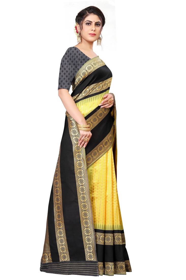 Yelllow Colour Soft Silk Saree With Bouse