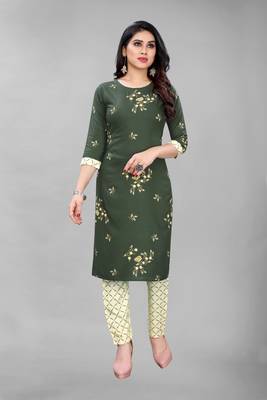 Green printed cotton ethnic-kurtis 1