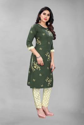 Green printed cotton ethnic-kurtis 4
