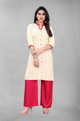 White printed rayon ethnic-kurtis 1