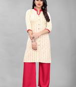 White printed rayon ethnic-kurtis