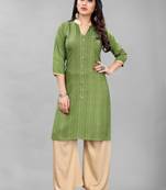 Green printed rayon ethnic-kurtis
