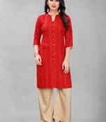 Red printed rayon ethnic-kurtis