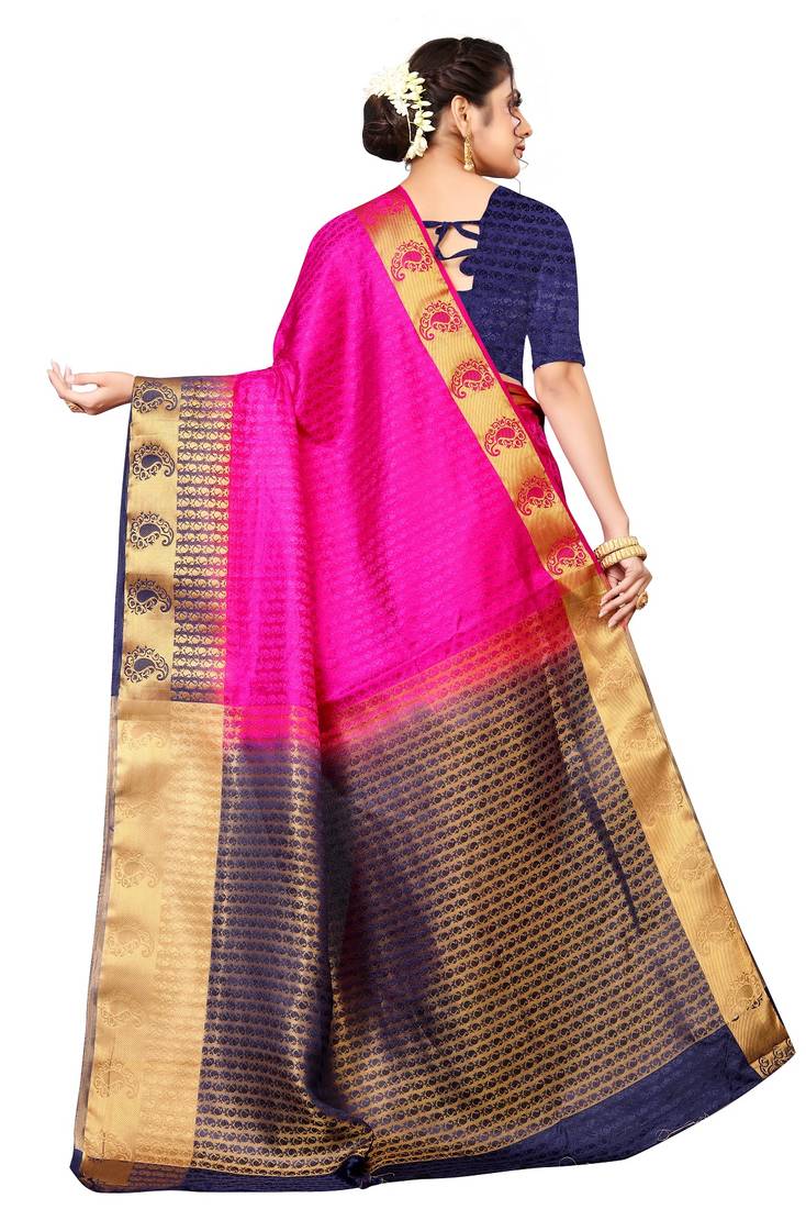 Pink Colour kanchipuram Silk Saree With Blouse