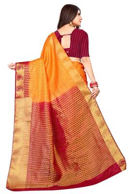 Yellow Colour aknjivaram Saree With Blouse 2