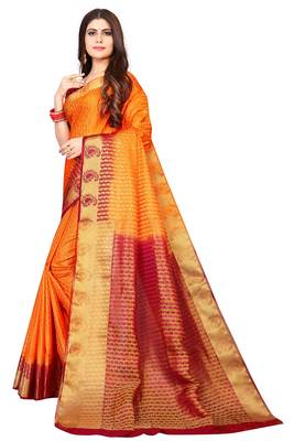 Yellow Colour aknjivaram Saree With Blouse 5