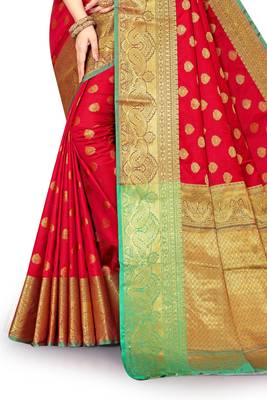 Maroon woven banarasi silk saree with blouse 2