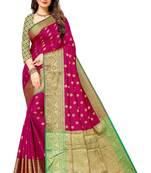 Dark wine woven banarasi silk saree with blouse