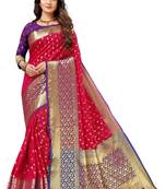 Rani pink woven kanchipuram silk saree with blouse