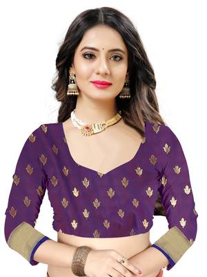Rani pink woven kanchipuram silk saree with blouse 5